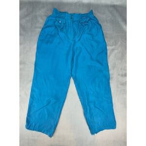 SK & company Retro 80's Silk Pants Pleated Turquoise Women's M